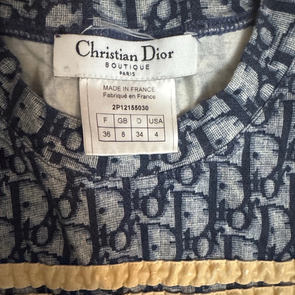 Christian Dior Vintage Women's Navy and Yellow Tank Top - Picture 2 of 6